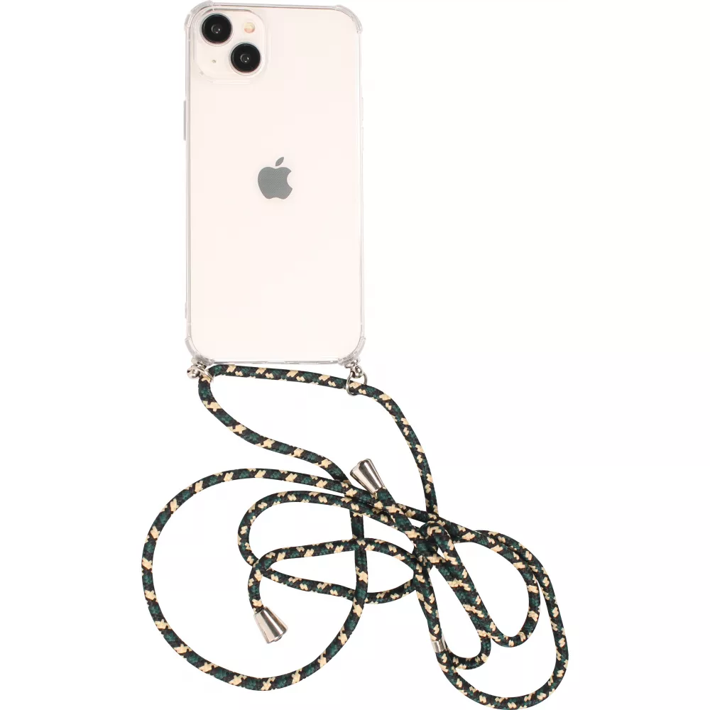 iPhone 16e Case Hülle - Gummi transparent bumper mit Seil - Grün / gold