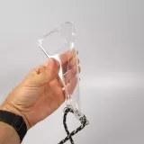 iPhone 16e Case Hülle - Gummi transparent bumper mit Seil - Grün / gold