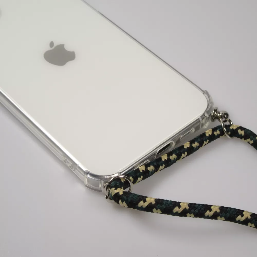iPhone 16e Case Hülle - Gummi transparent bumper mit Seil - Grün / gold