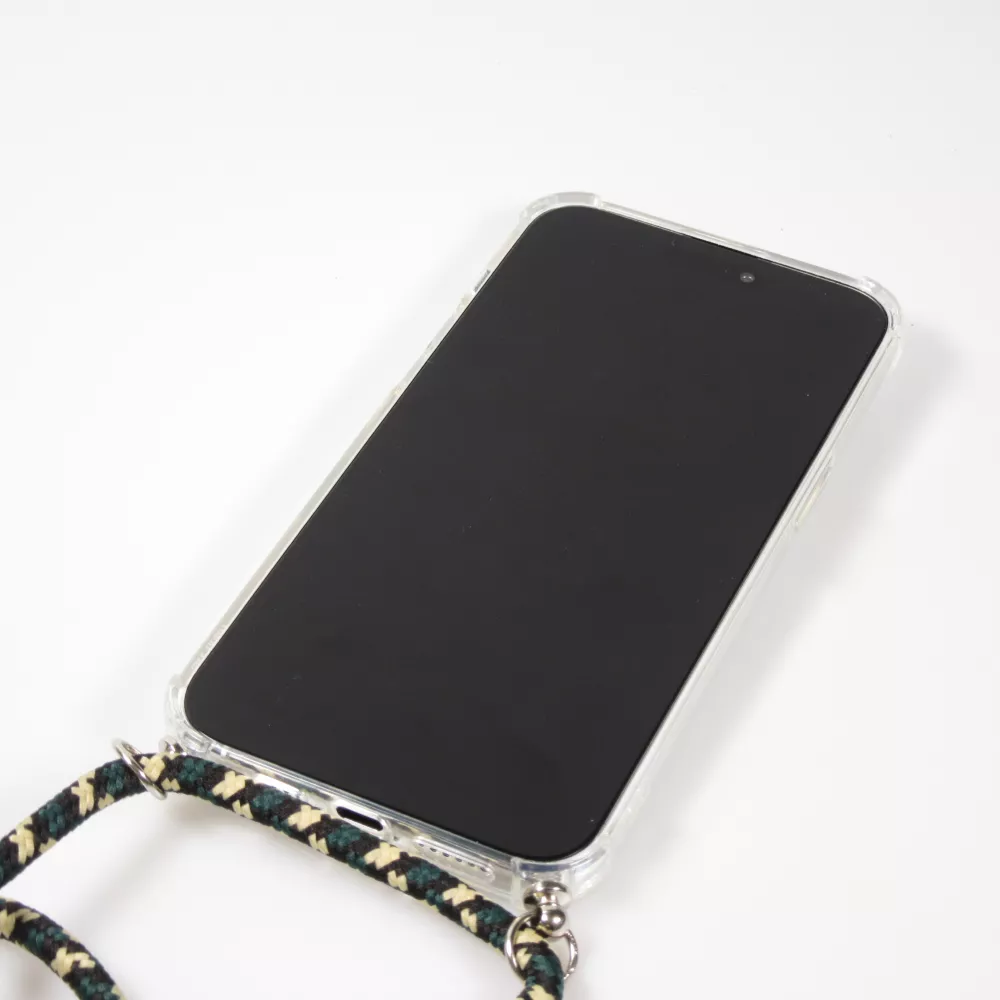 iPhone 16e Case Hülle - Gummi transparent bumper mit Seil - Grün / gold