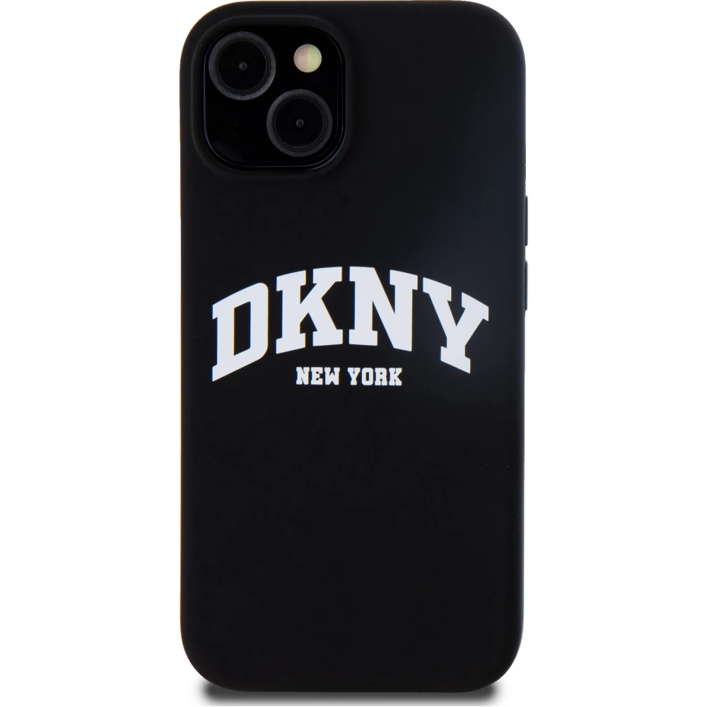 iPhone 15 Case H&uuml;lle - Liquid Silicone DKNY New York MagSafe kompatibel - Schwarz