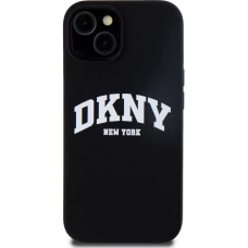 iPhone 15 Case H&uuml;lle - Liquid Silicone DKNY New York MagSafe kompatibel - Schwarz