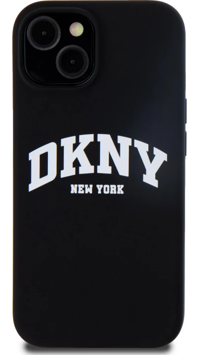 iPhone 15 Case H&uuml;lle - Liquid Silicone DKNY New York MagSafe kompatibel - Schwarz