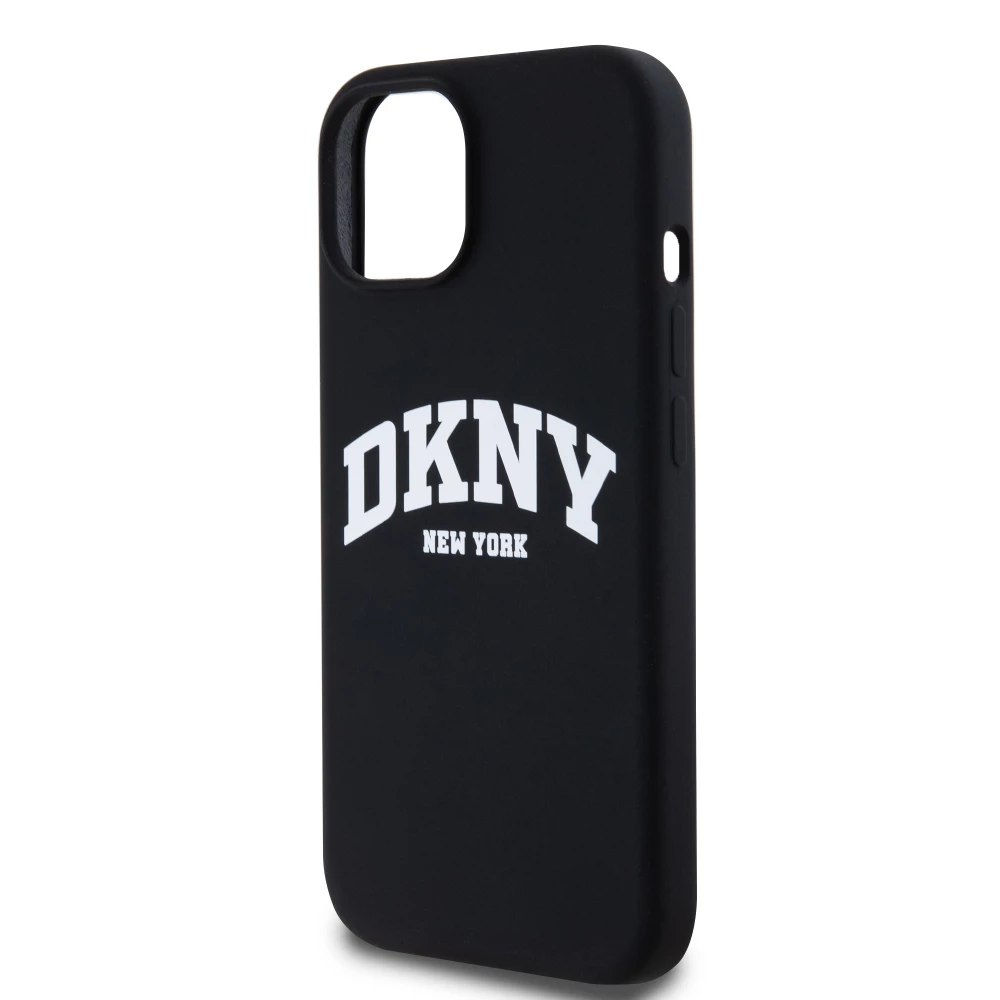 iPhone 15 Case H&uuml;lle - Liquid Silicone DKNY New York MagSafe kompatibel - Schwarz