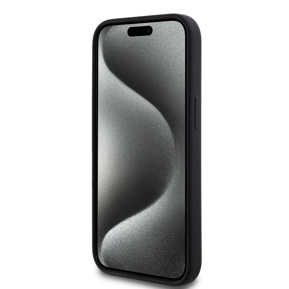 iPhone 15 Case H&uuml;lle - Liquid Silicone DKNY New York MagSafe kompatibel - Schwarz