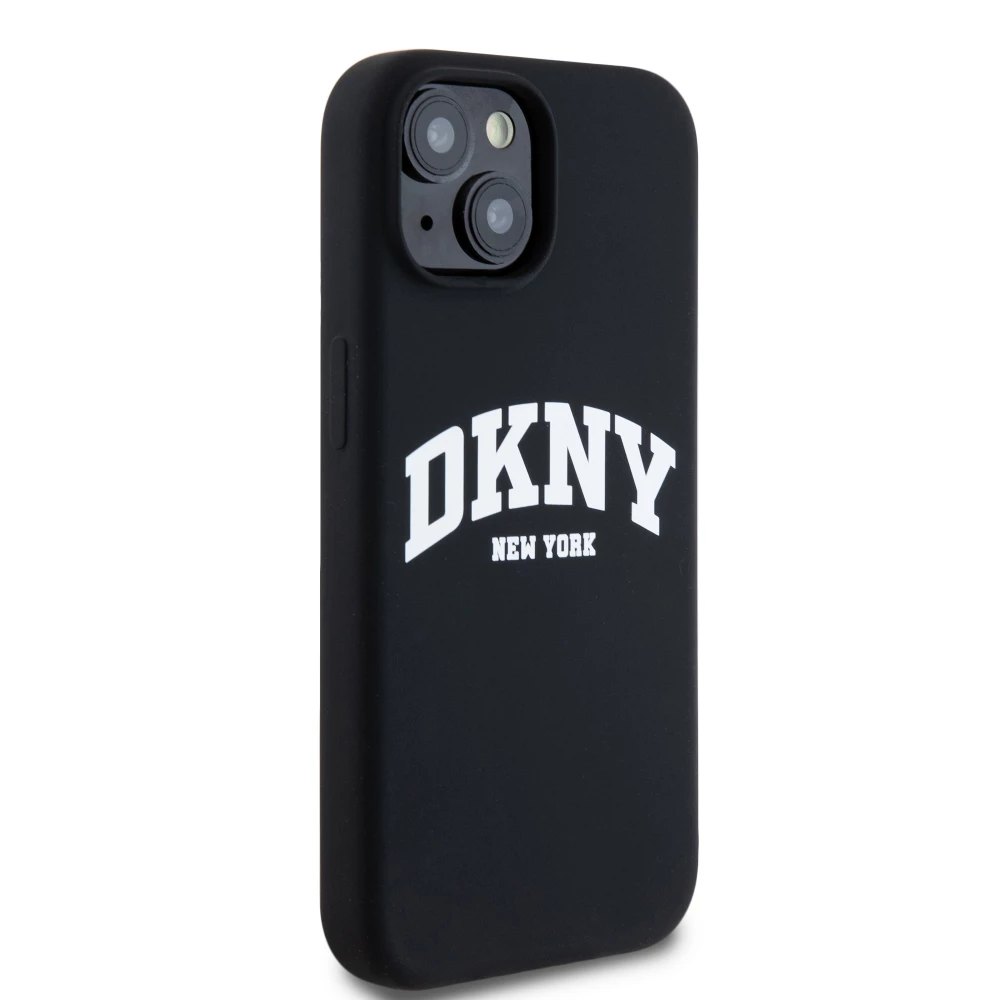 iPhone 15 Case H&uuml;lle - Liquid Silicone DKNY New York MagSafe kompatibel - Schwarz
