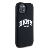 iPhone 15 Case H&uuml;lle - Liquid Silicone DKNY New York MagSafe kompatibel - Schwarz