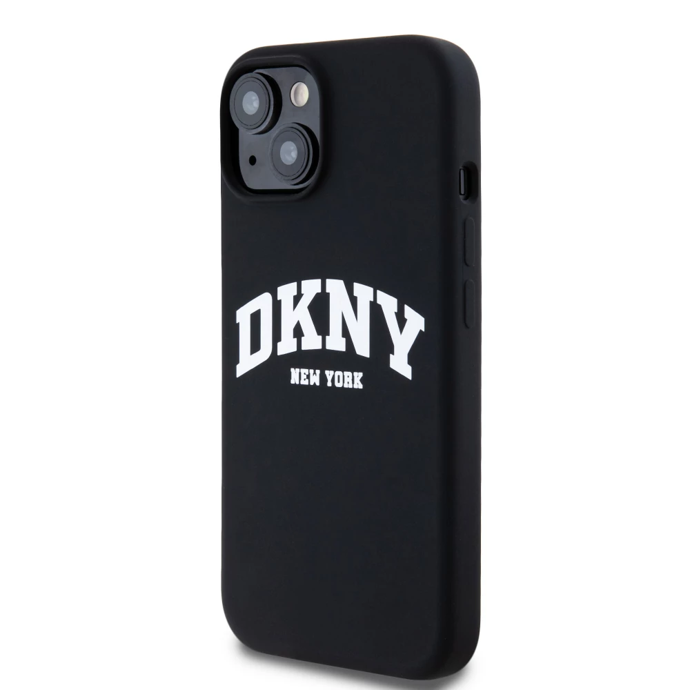 iPhone 15 Case H&uuml;lle - Liquid Silicone DKNY New York MagSafe kompatibel - Schwarz