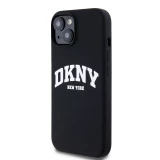 iPhone 15 Case H&uuml;lle - Liquid Silicone DKNY New York MagSafe kompatibel - Schwarz