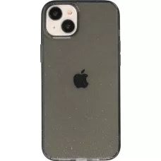 Coque iPhone 15 - Gel transparent avec paillettes - Noir