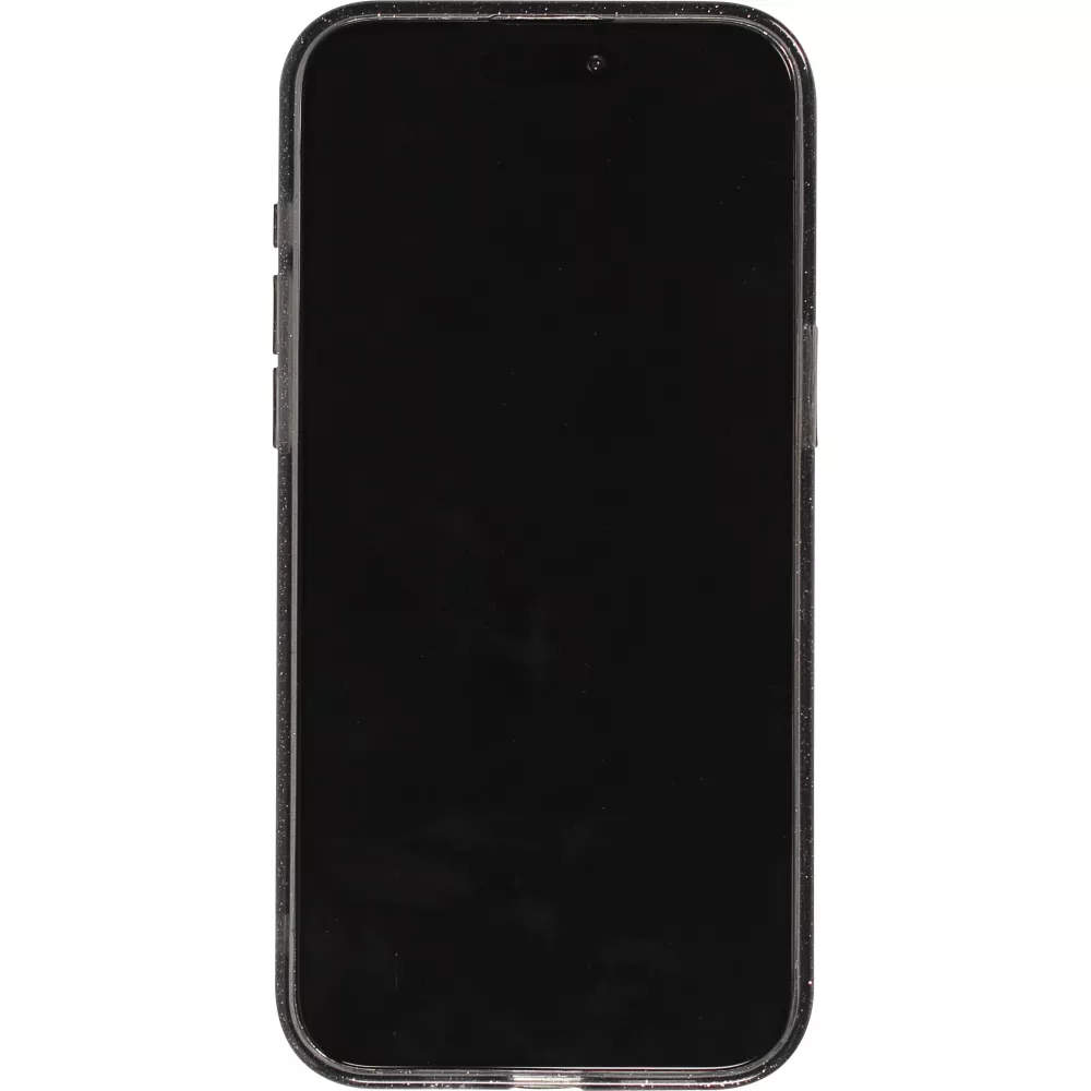 Coque iPhone 15 - Gel transparent avec paillettes - Noir