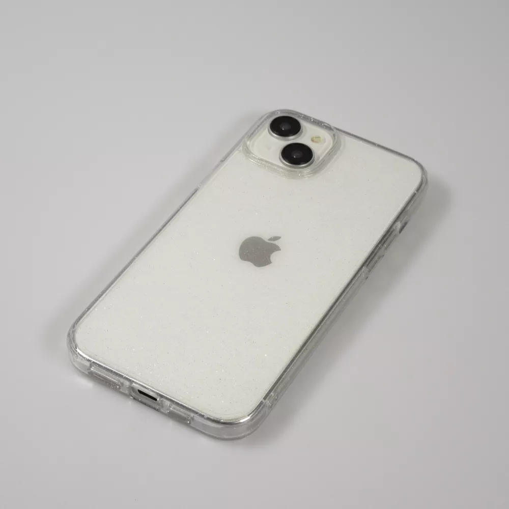 Coque iPhone 15 - Gel transparent avec paillettes - Transparent