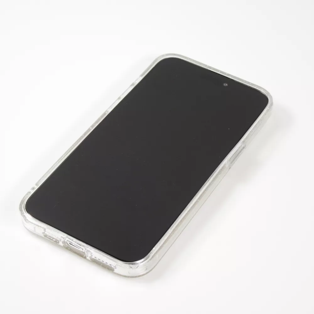 Coque iPhone 15 - Gel transparent avec paillettes - Transparent