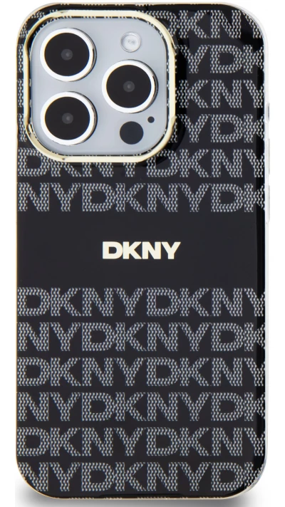 iPhone 15 Pro Case H&uuml;lle - DKNY glattes Silikon mit goldenem Logo MagSafe-kompatibel - Schwarz