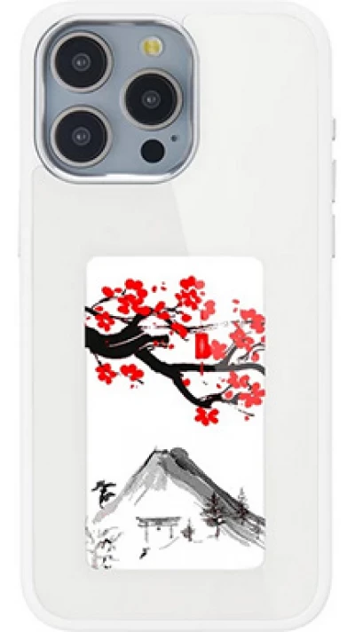 Coque iPhone 15 Pro - E-Ink Display DIY avec technologie NFC pour photo personnalis&eacute;e - Blanc