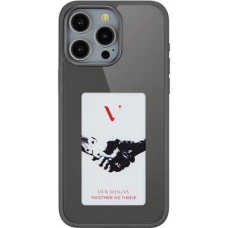 Coque iPhone 15 Pro - E-Ink Display DIY avec technologie NFC pour photo personnalisée - Noir