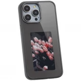 Coque iPhone 15 Pro - E-Ink Display DIY avec technologie NFC pour photo personnalisée - Noir