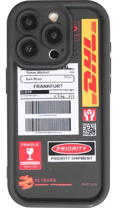 Coque iPhone 13 Pro Max - Gel souple DHL Frankfurt avec bords renforc&eacute;s - Noir