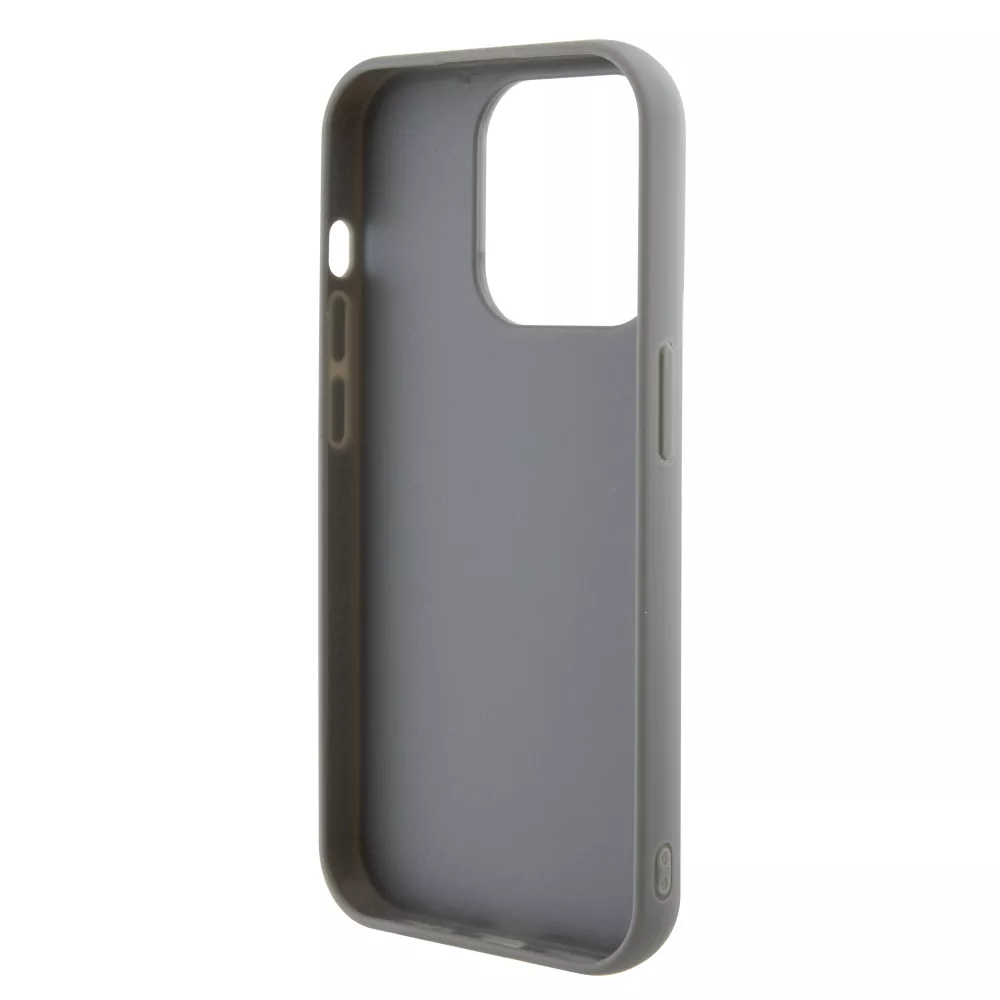 iPhone 15 Pro Max Case Hülle - Guess Anti-Stress Wendepailletten mit goldenem Metalllogo - Silber