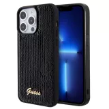 Coque iPhone 15 Pro Max - Guess paillettes réversibles anti-stress avec logo métallique doré - Noir
