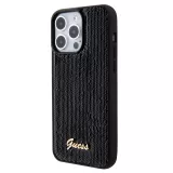 Coque iPhone 15 Pro Max - Guess paillettes réversibles anti-stress avec logo métallique doré - Noir