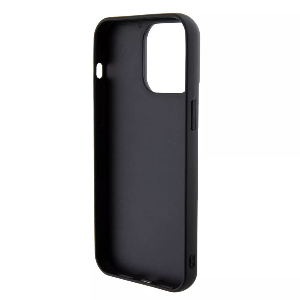 Coque iPhone 15 Pro Max - Guess paillettes réversibles anti-stress avec logo métallique doré - Noir