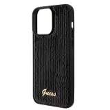 Coque iPhone 15 Pro Max - Guess paillettes réversibles anti-stress avec logo métallique doré - Noir
