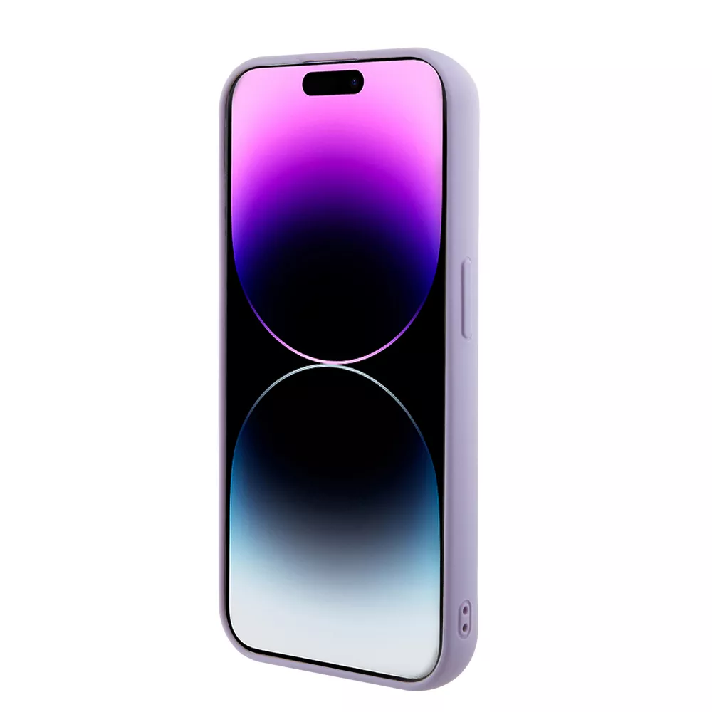 iPhone 15 Pro Max Case Hülle - Guess Anti-Stress Wendepailletten mit goldenem Metalllogo - Violett