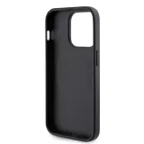 iPhone 15 Pro Case Hülle - Guess Kunstleder Saffiano Gold Metall-Logo und MagSafe - Schwarz