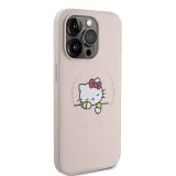 Coque iPhone 15 Pro Max - Hello Kitty rêveur en similicuir avec MagSafe - Rose clair