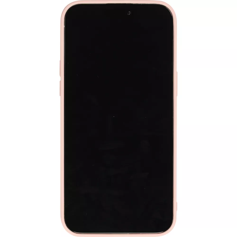 Coque iPhone 15 Pro Max - Karl Lagerfeld silicone mat avec logo 3D pailleté - Rose