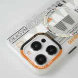 Coque iPhone 15 Pro Max - MWK Cyber Grid silicone avec MagSafe - Blanc