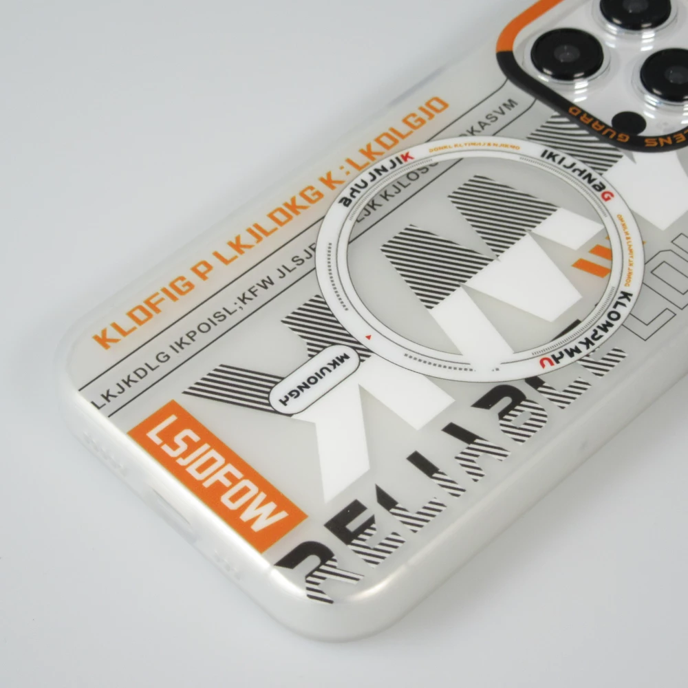 Coque iPhone 15 Pro Max - MWK Cyber Grid silicone avec MagSafe - Blanc