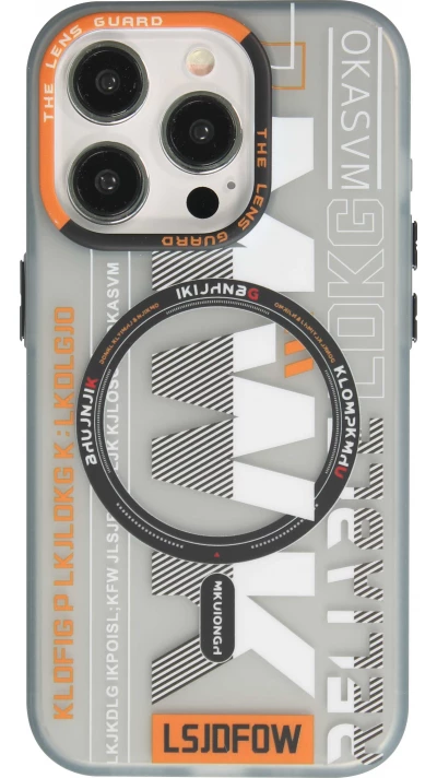 Coque iPhone 15 Pro - MWK Cyber Grid silicone avec MagSafe - Gris