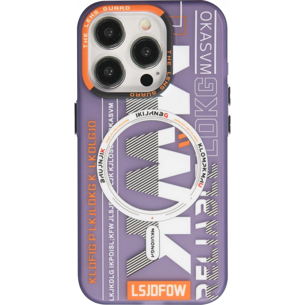 Coque iPhone 15 Pro Max - MWK Cyber Grid silicone avec MagSafe - Violet
