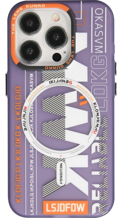 Coque iPhone 15 Pro - MWK Cyber Grid silicone avec MagSafe - Violet