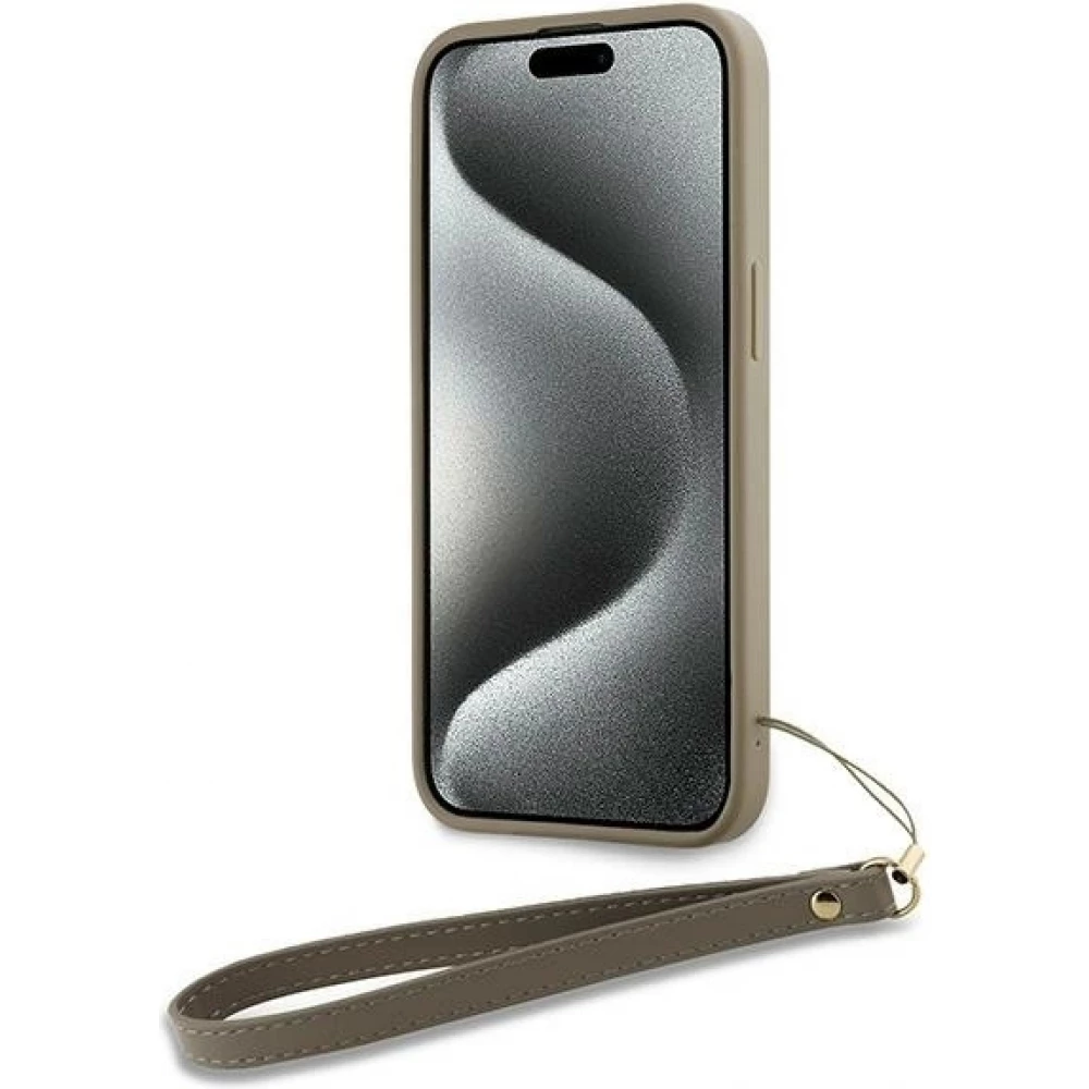 iPhone 15 Pro Max Case H&uuml;lle - DKNY Armband mit abnehmbarem Logo - Beige