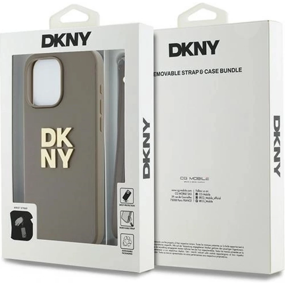 iPhone 15 Pro Max Case H&uuml;lle - DKNY Armband mit abnehmbarem Logo - Beige