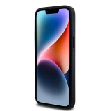 iPhone 15 Pro Max Case H&uuml;lle - DKNY Silikon Kunstleder Monogramm Metall-Logo - Schwarz
