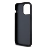 iPhone 15 Pro Max Case H&uuml;lle - DKNY Silikon Kunstleder Monogramm Metall-Logo - Schwarz