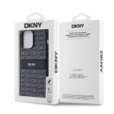 iPhone 15 Pro Max Case H&uuml;lle - DKNY Silikon Kunstleder Monogramm Metall-Logo - Schwarz
