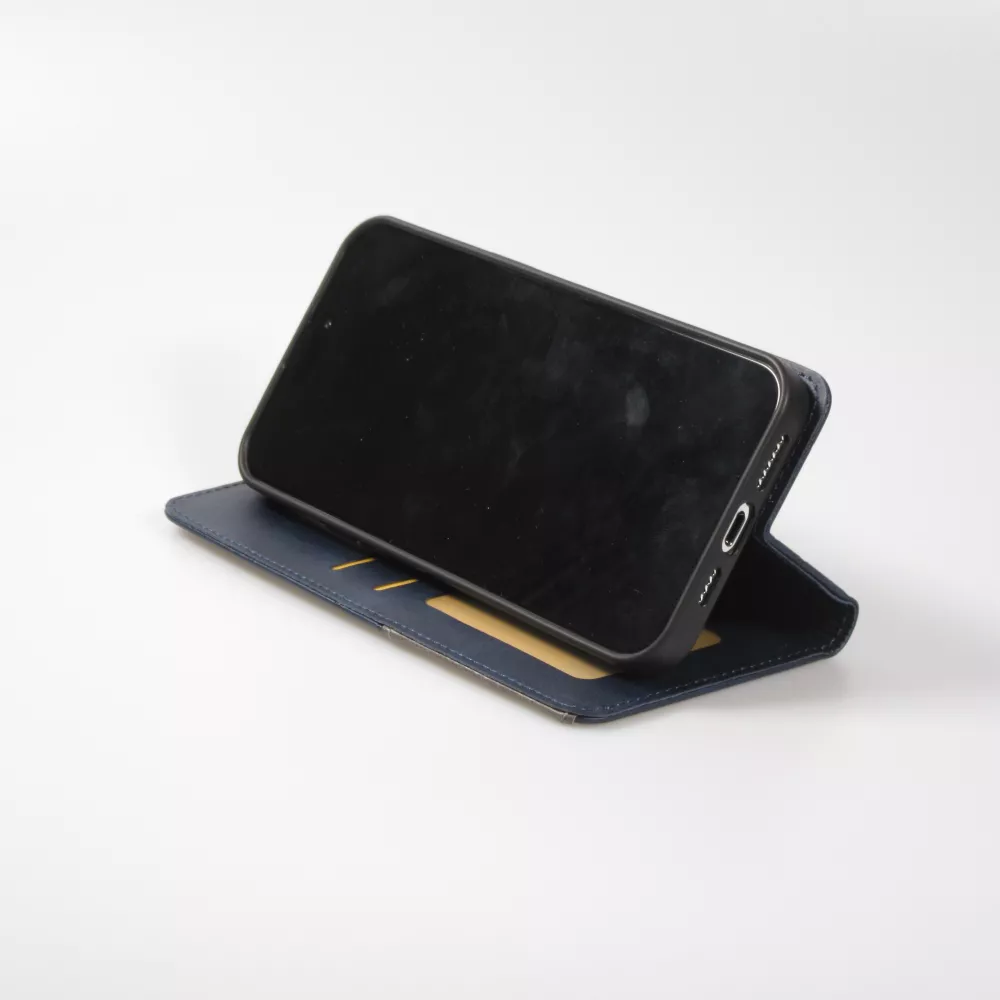 Hülle iPhone 15 Pro Max - Flip Geometrisch blau