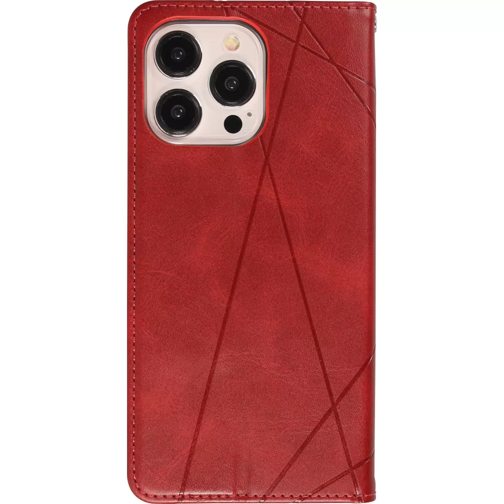 Coque iPhone 15 Pro Max - Flip Géometrique - Rouge