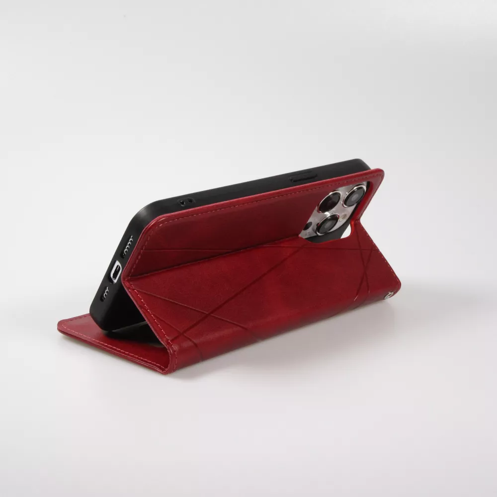 Coque iPhone 15 Pro Max - Flip Géometrique - Rouge