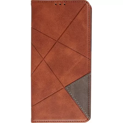 Coque iPhone 17e / 16e - Flip Géometrique brun foncé