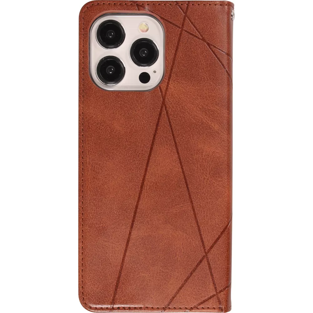 Coque iPhone 17e / 16e - Flip Géometrique brun foncé