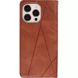 Coque iPhone 17e / 16e - Flip Géometrique brun foncé