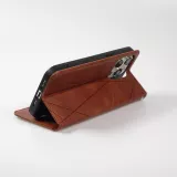Coque iPhone 17e / 16e - Flip Géometrique brun foncé