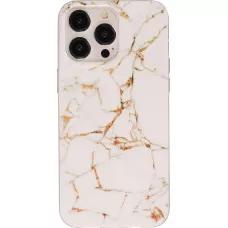 Coque iPhone 15 Pro - Gel Glossy Marbre - Blanc