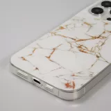 Coque iPhone 15 Pro - Gel Glossy Marbre - Blanc